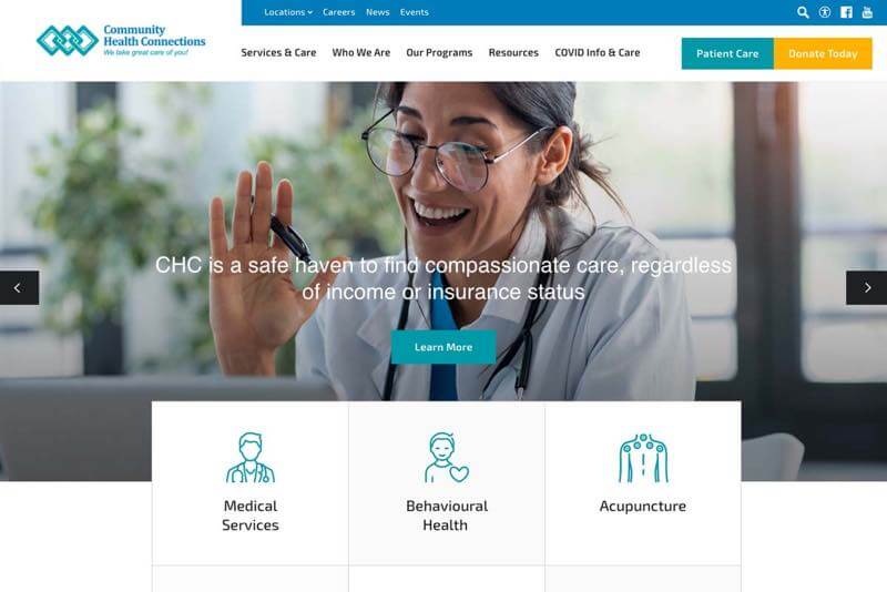 Community Heath Connections Website Desktop Preview