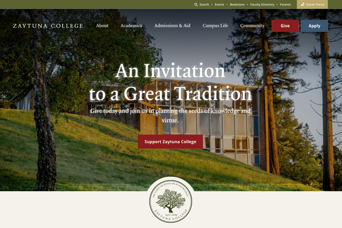 Zaytuna College Website Desktop Preview