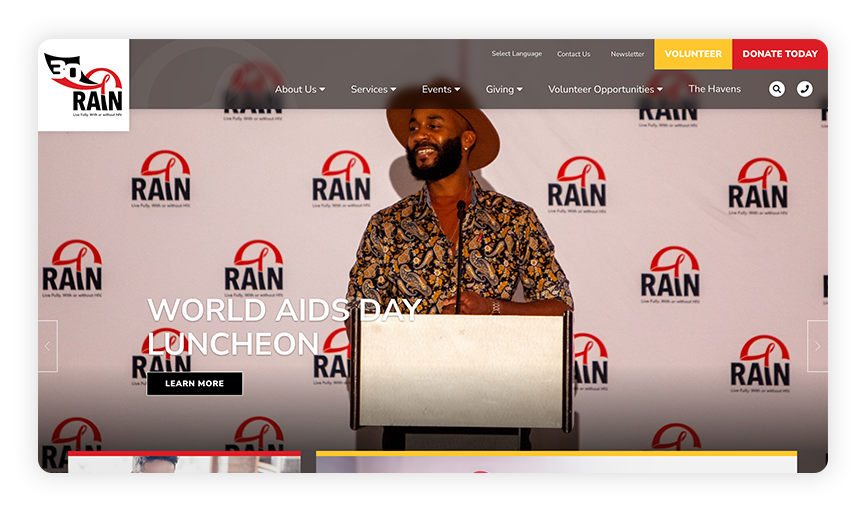 This is a screenshot of the RAIN site, which is one of the best nonprofit websites.