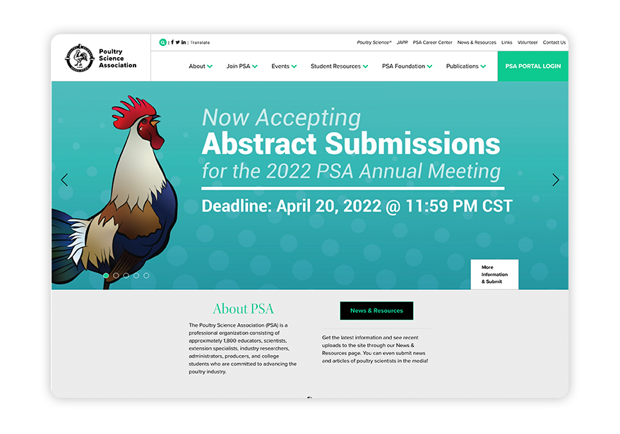 The Poultry Science Association has a great-looking and functional membership website.